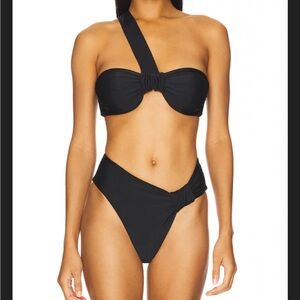Black One-Shoulder Bandeau Bikini Set